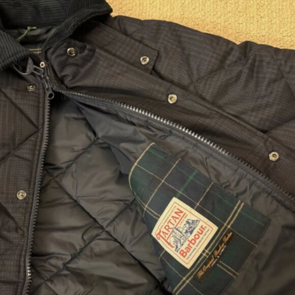 Barbour Premium BEDALE Houndstooth Quilted Jacket DK Navy MSRP$435 British Class - Picture 2 of 16